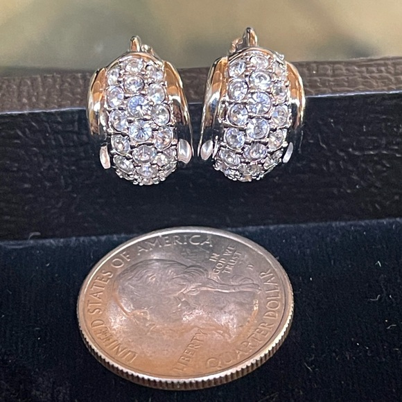 Swarovski Silver Tone Crystal Open clip earrings - Picture 2 of 3